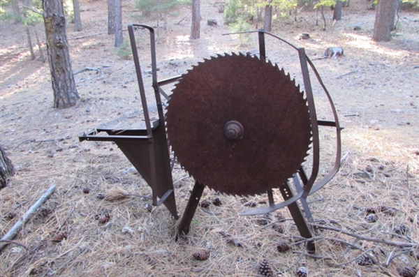 ANTIQUE WOOD SAW - YARD ART?