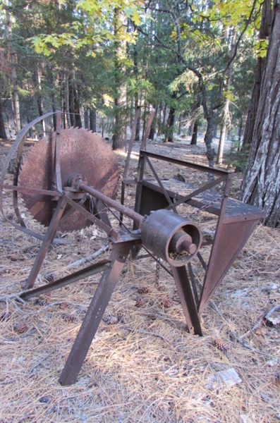 ANTIQUE WOOD SAW - YARD ART?