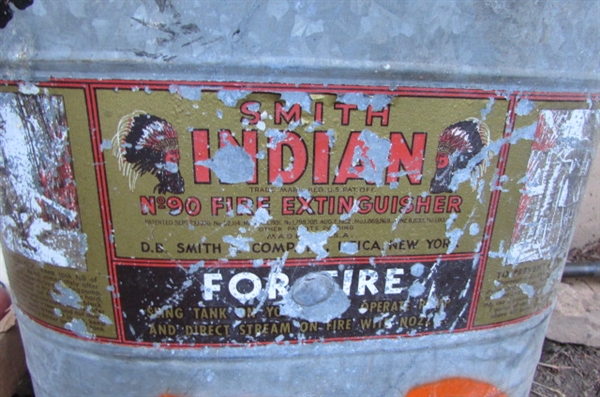 VINTAGE 'INDIAN BACKPACK FIRE EXTINGUISHER & SLIDE SPRAYER