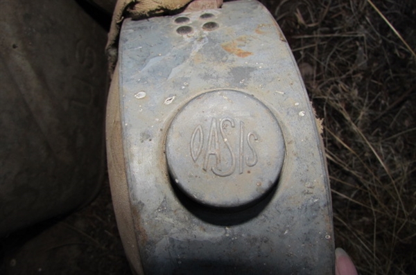 2 VINTAGE CANTEENS & A 5-GALLON JERRY CAN