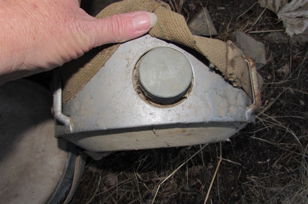 2 VINTAGE CANTEENS & A 5-GALLON JERRY CAN