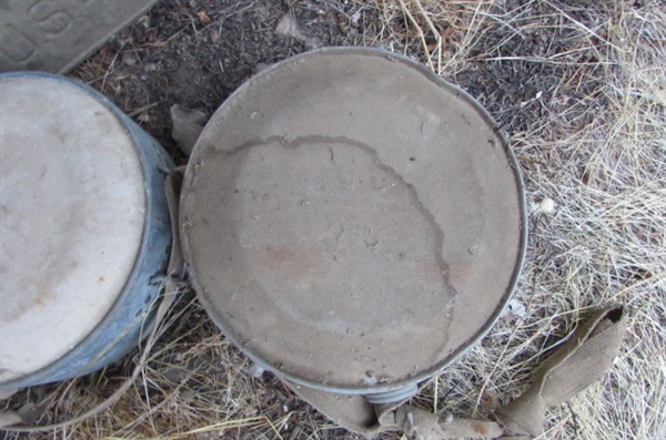 2 VINTAGE CANTEENS & A 5-GALLON JERRY CAN