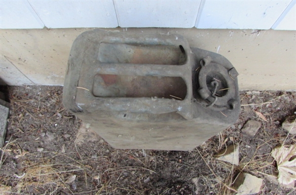 2 VINTAGE CANTEENS & A 5-GALLON JERRY CAN