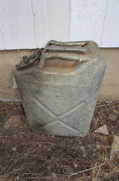 2 VINTAGE CANTEENS & A 5-GALLON JERRY CAN