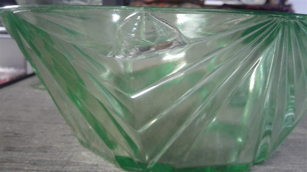 GREEN GLASS AND DEPRESSION GLASS
