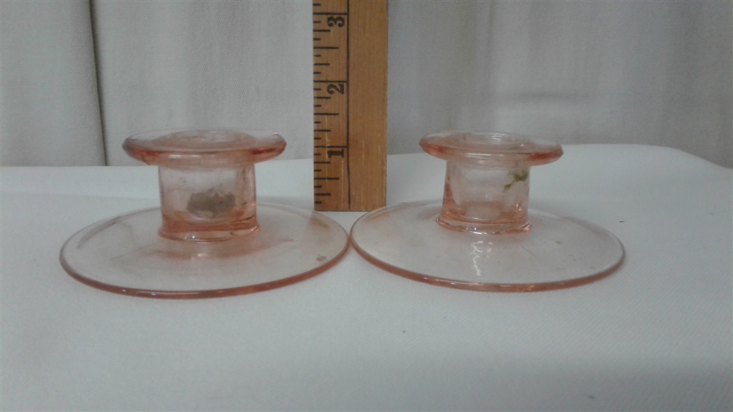 LOT OF PINK GLASS AND DEPRESSION GLASS 