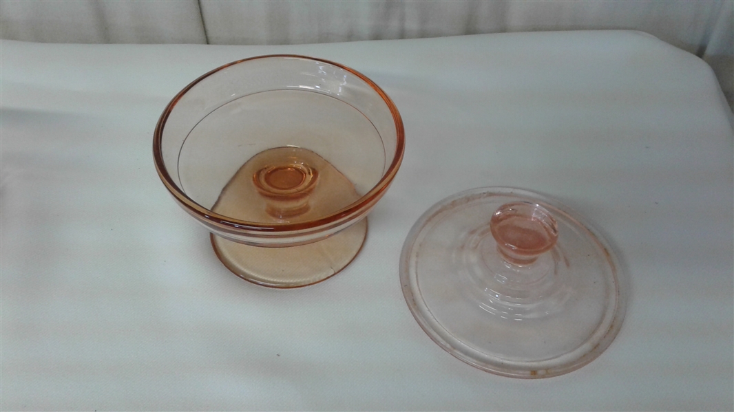 LOT OF PINK GLASS AND DEPRESSION GLASS 