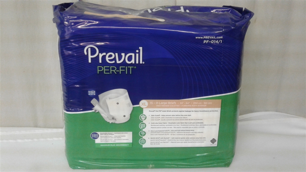 PREVAIL PER-FIT XL ADULT UNDERWEAR 15 PACK MAXIMUM PLUS ABSORBENCY UNISEX