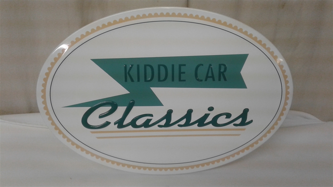 VINTAGE KIDDIE CAR CLASSICS SIGNS, POSTER, BAGS, AND TISSUE PAPER 