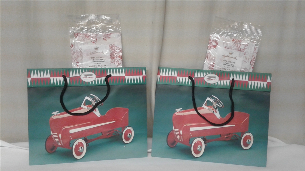 VINTAGE KIDDIE CAR CLASSICS SIGNS, POSTER, BAGS, AND TISSUE PAPER 