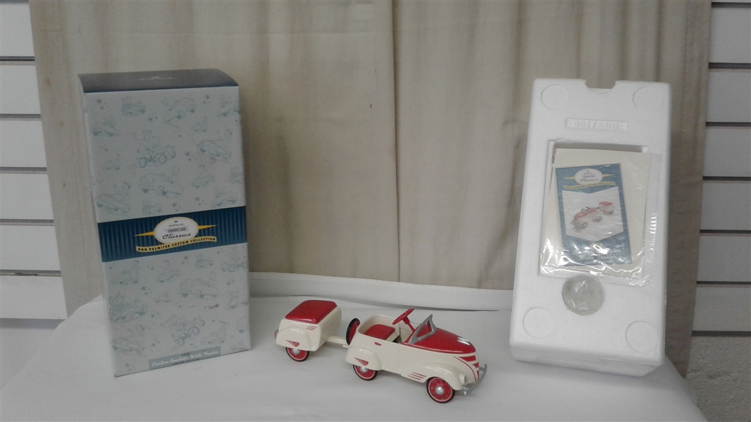 VINTAGE HALLMARK KIDDIE CAR CLASSICS 1940 CUSTOM ROADSTER WITH TRAILER