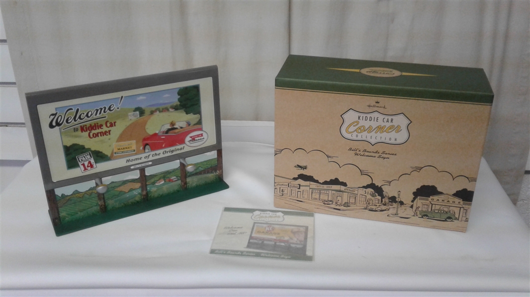 VINTAGE HALLMARK KIDDIE CAR CORNER COLLECTION BILL'S BOARDS WELCOME SIGN