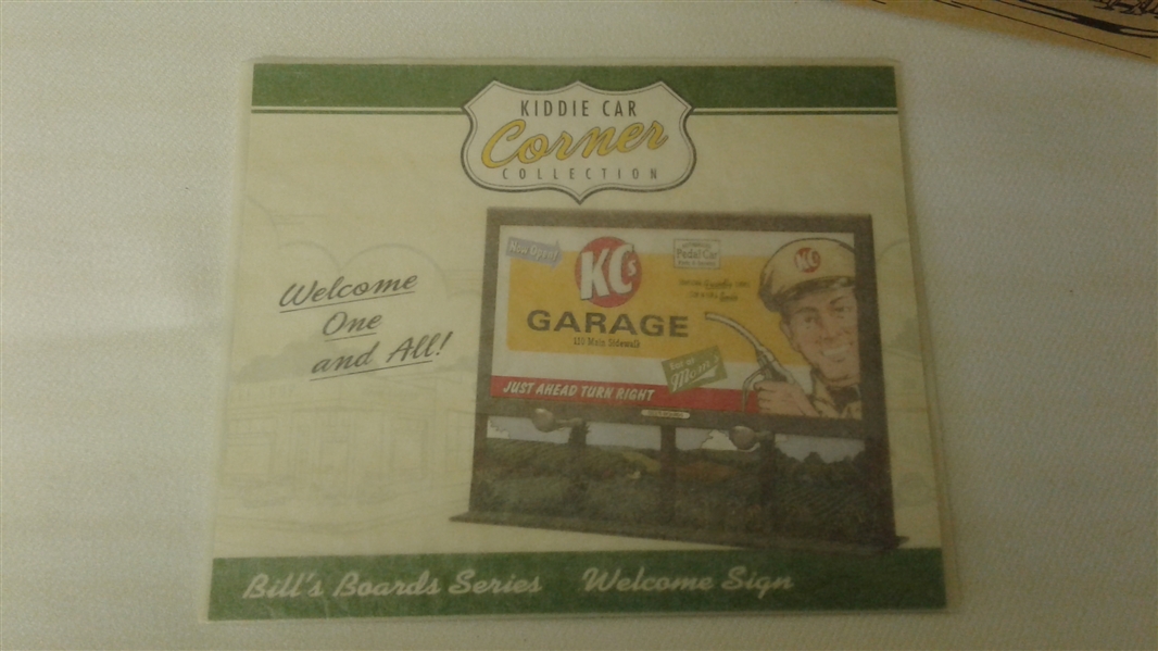 VINTAGE HALLMARK KIDDIE CAR CORNER COLLECTION BILL'S BOARDS WELCOME SIGN