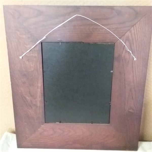 BEAUTIFUL WOOD. FRAME, WOOD BOWL, THERMOMETER & CLOCK