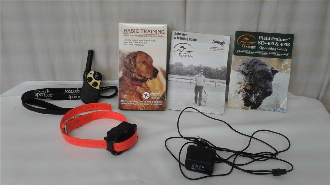 MEDIUM-LARGE DOG CARE LOT- LEASHES, SHOCK COLLAR, COLLARS, SAFETY VESTS, DOGGLES, AND MORE