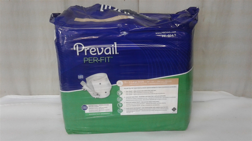 PREVAIL PER-FIT XL ADULT UNDERWEAR 15 PACK MAXIMUM PLUS ABSORBENCY UNISEX