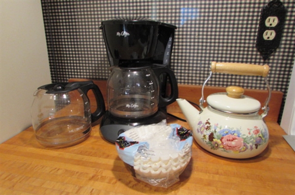 MR. COFFEE 12-CUP COFFEE MAKER, ENAMELED TEA POT