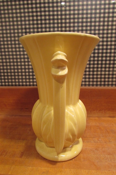 CHEERFUL YELLOW VINTAGE MCCOY POTTERY VASE & PLANTERS