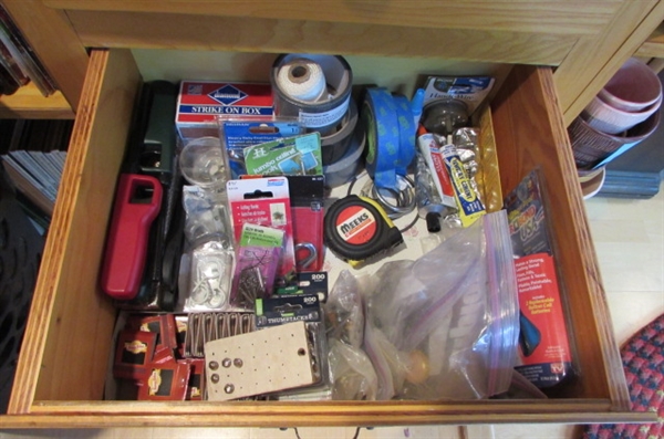 JUNK DRAWER LOT OF HANDY HOUSEHOLD ITEMS