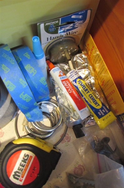 JUNK DRAWER LOT OF HANDY HOUSEHOLD ITEMS