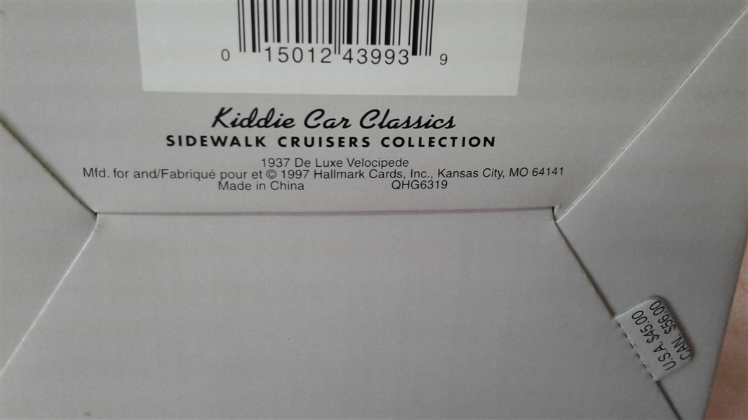 VINTAGE HALLMARK KIDDIE CAR CLASSICS 1937 DE LUXE VELOCIPEDE