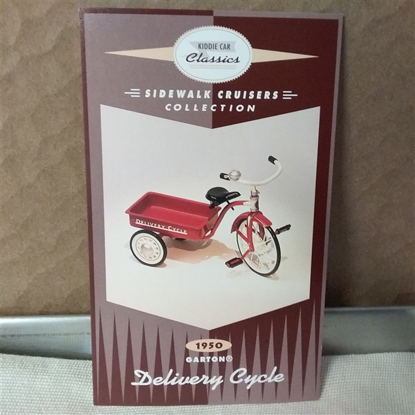 VINTAGE HALLMARK KIDDIE CAR CLASSICS 1950 GARTON DELIVERY CYCLE