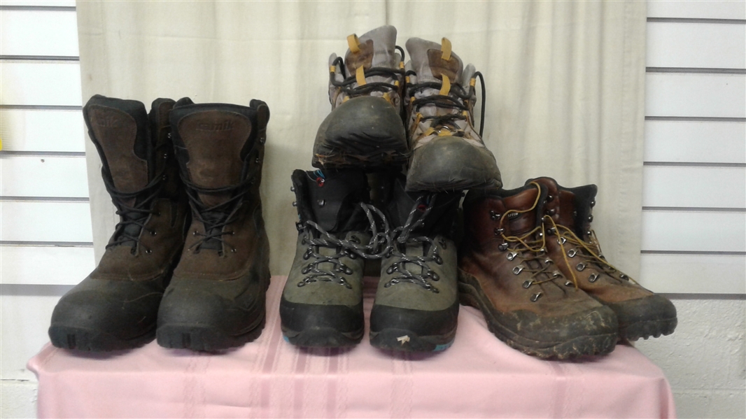 4 PAIR OF MEN'S BOOTS- KAMIK KEEN BAFFIN & GORE-TEX