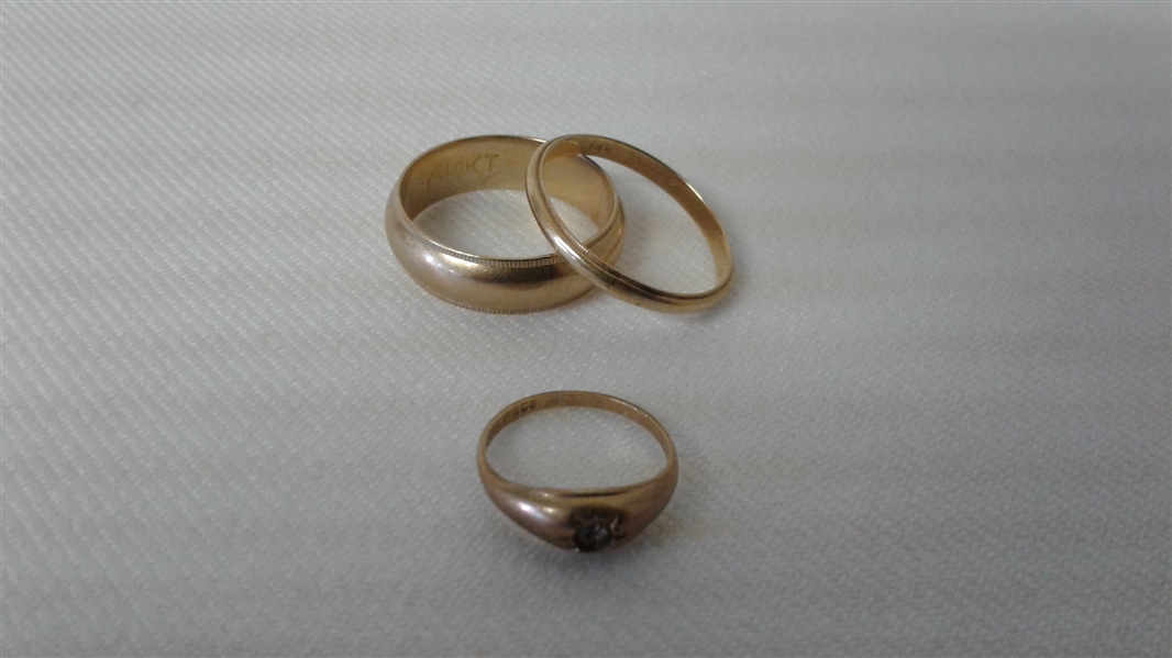 14K HIS & HERS MATCHING BANDS + 10K BABY RING