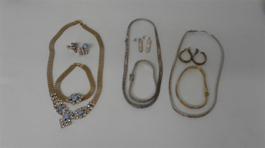 925 STERLING MATCHING NECKLACE, BRACELET, AND EARRING SETS