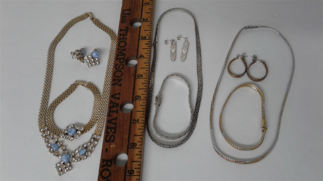 925 STERLING MATCHING NECKLACE, BRACELET, AND EARRING SETS