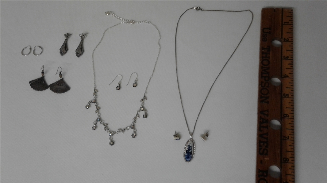 BLUE WILLOW, SILVER, AND FASHION JEWELRY