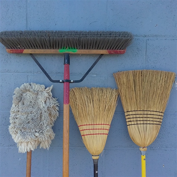 BROOMS AND HEDGE CLIPPERS
