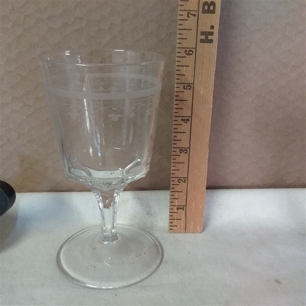 VINTAGE/ANTIQUE GLASS PLATES AND SHERRY GLASSES