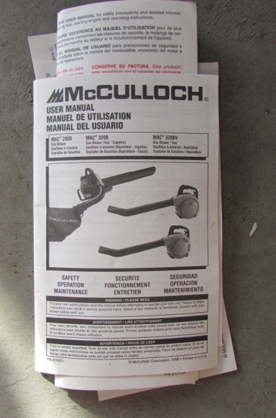 MCCULLOCH GAS BLOWER/VAC