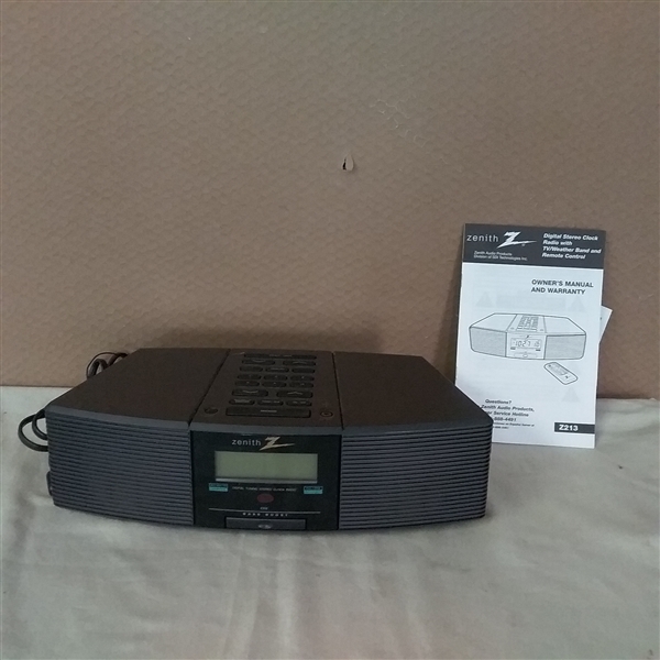 ZENITH DIGITAL STEREO CLOCK RADIO WITH TV/WEATHER BAND