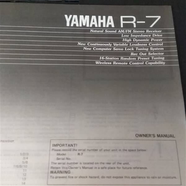 YAMAHA NATURAL SOUND STEREO RECEIVER  R-7