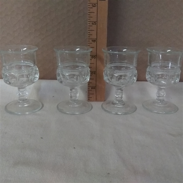 VINTAGE ANTIQUE SYRUP DISPENSER,  SUGAR DISH, SHERRY GLASSES AND EGG CUP