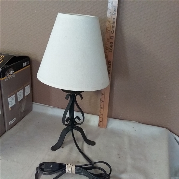 VINTAGE CEILING LIGHT, GLOBE LIGHTS AND SMALL LAMP