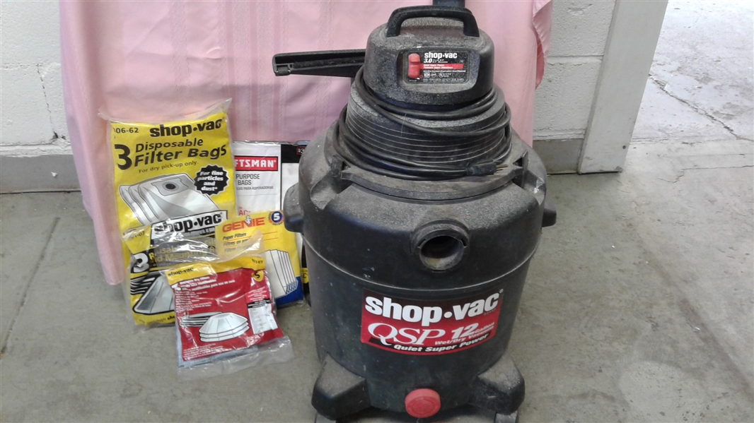 12 GALLON WET DRY SHOP VAC WITH BAGS AND FILTERS