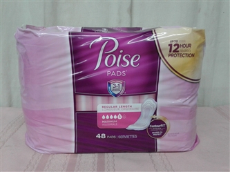 POISE REGULAR LENGTH MAXIMUM ABSORBANCY 48 CT