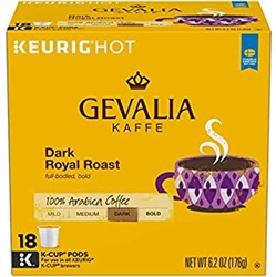 GEVALIA KAFFE DARK ROYAL ROAST KEURIG K-CUPS 4-18 PACKS