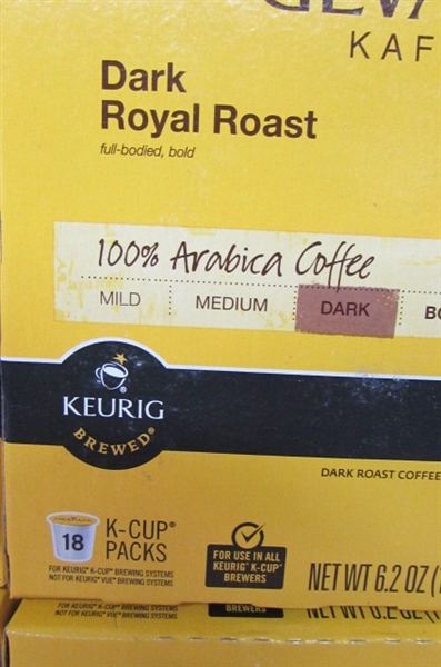 GEVALIA KAFFE DARK ROYAL ROAST KEURIG K-CUPS 4-18 PACKS