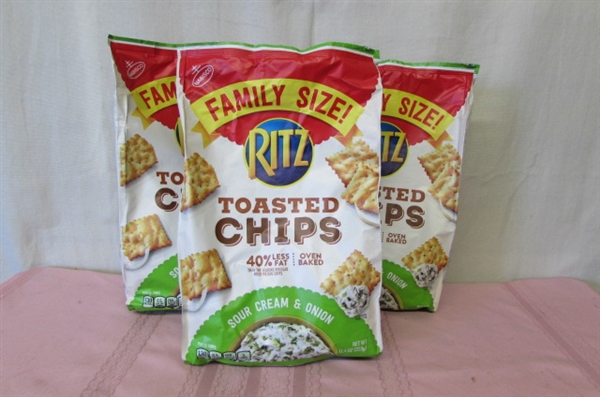 FAMILY SIZE Ritz Toasted Chips, Sour Cream & Onion, 3-11.4 Ounce BAGS