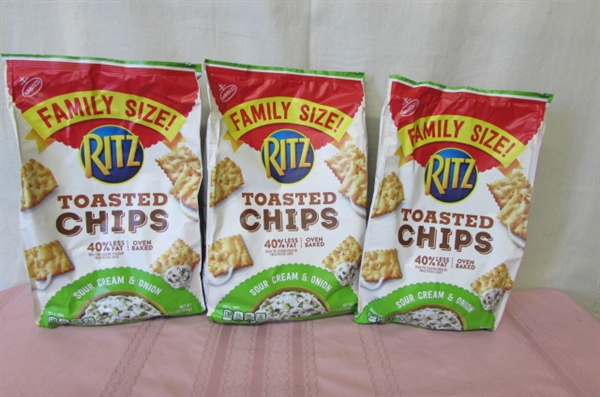 FAMILY SIZE Ritz Toasted Chips, Sour Cream & Onion, 3-11.4 Ounce BAGS