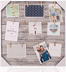 HANTAJANSS Clip Photo Collage Frame With 12 Wood Clothespin Clips for Hanging