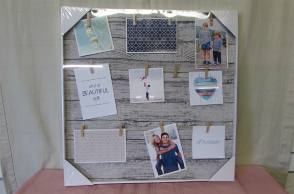 HANTAJANSS Clip Photo Collage Frame With 12 Wood Clothespin Clips for Hanging