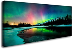 Aurora Borealis Scenery Print on Canvas Stretched and Framed