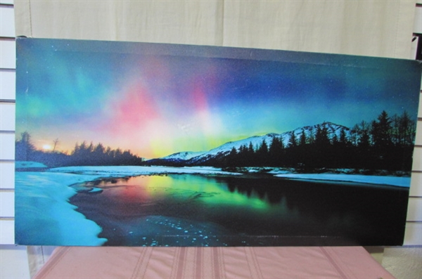 Aurora Borealis Scenery Print on Canvas Stretched and Framed