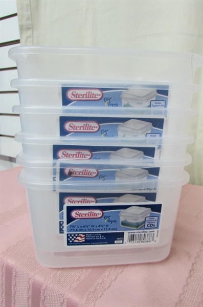 STERILITE Flip Top Clear CD Storage Containers 6-Pack