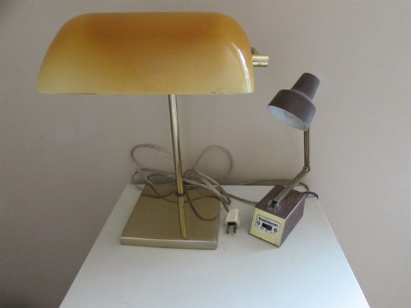 BANKERS/LIBRARY DESK LAMP AND SMALL LAMP